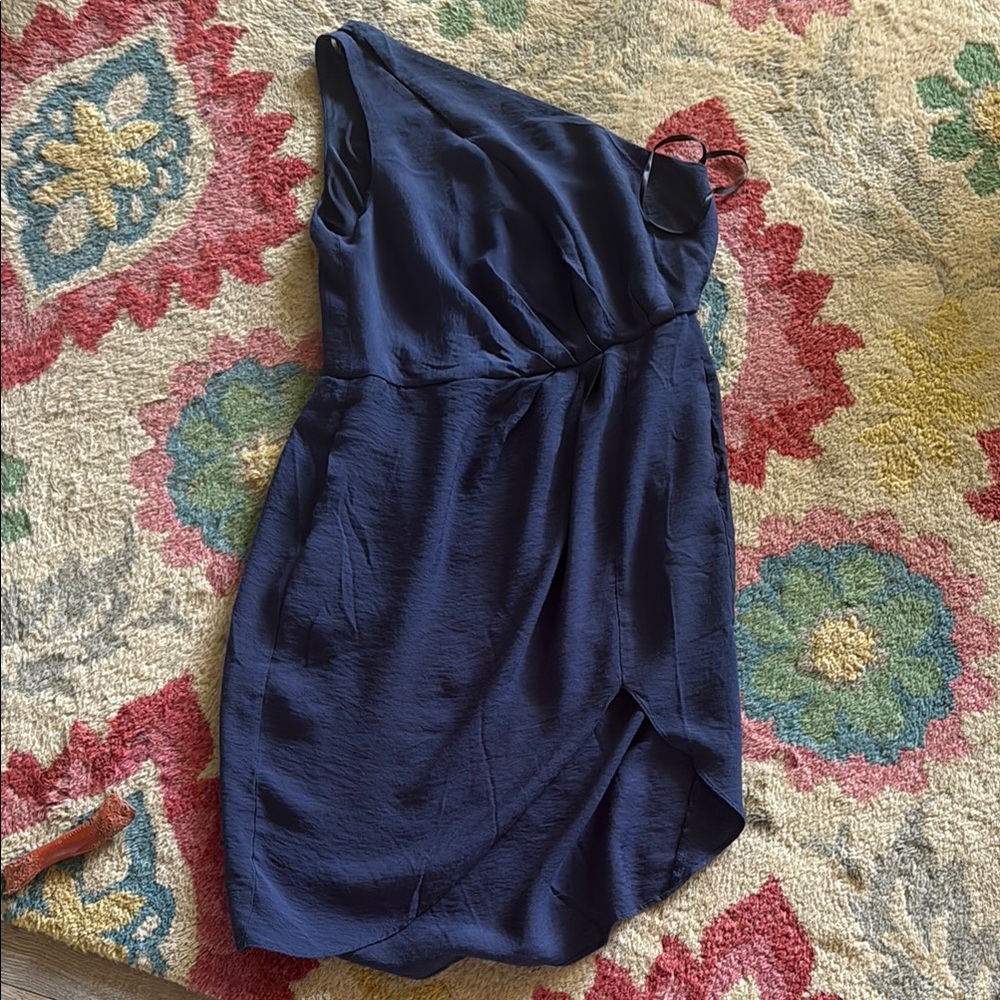BCBG Blue One Shoulder Cocktail Dress
